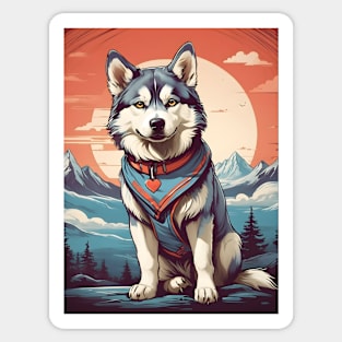 Siberian Husky in a mountain landscape Sticker